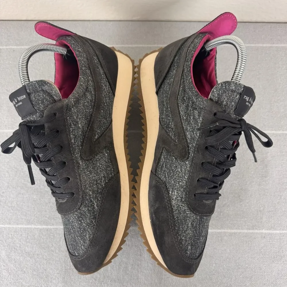 Rag & Bone Retro Runners Sporty Athletic Running Sneakers Grey Denim Pink 9 / 39
